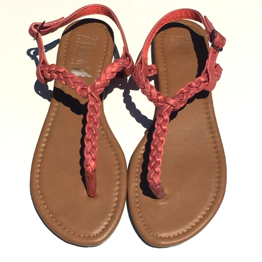 Braided Rope Goddess Rustic Sparkle Sandals Coral Tiara Los Angeles Size 9 Women